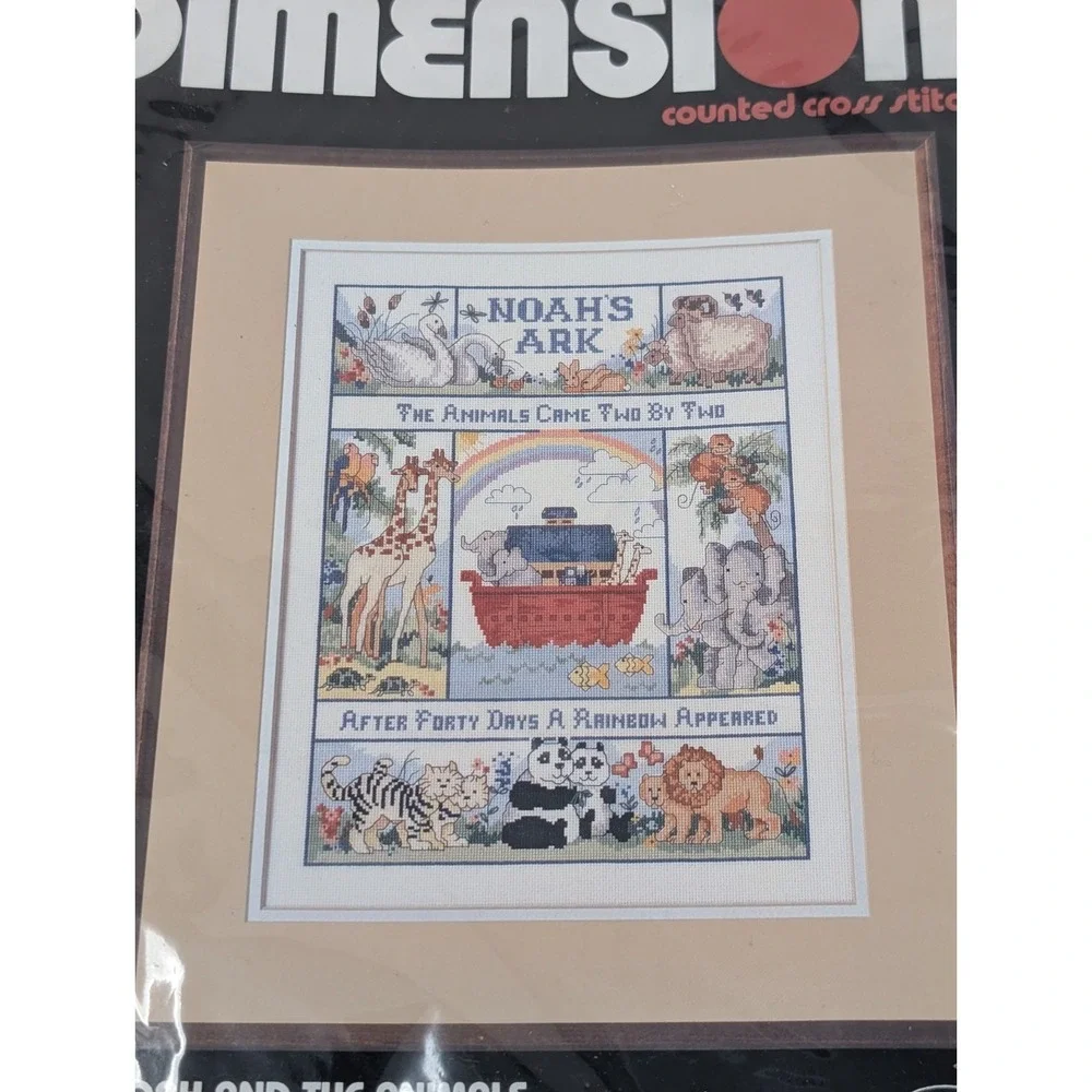 Vintage Dimensions Noah's Ark Counted Cross Stitch‎ Kit Christian Animals 1990
